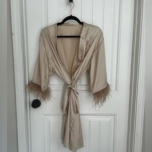 Champagne Feathered Bride Robe